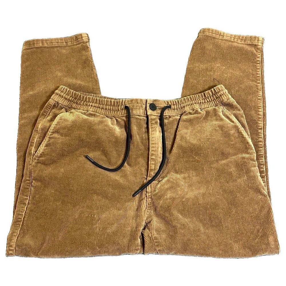Topman Men's Brown Corduroy Pants 36/32 drawstring/elastic waist skatecore